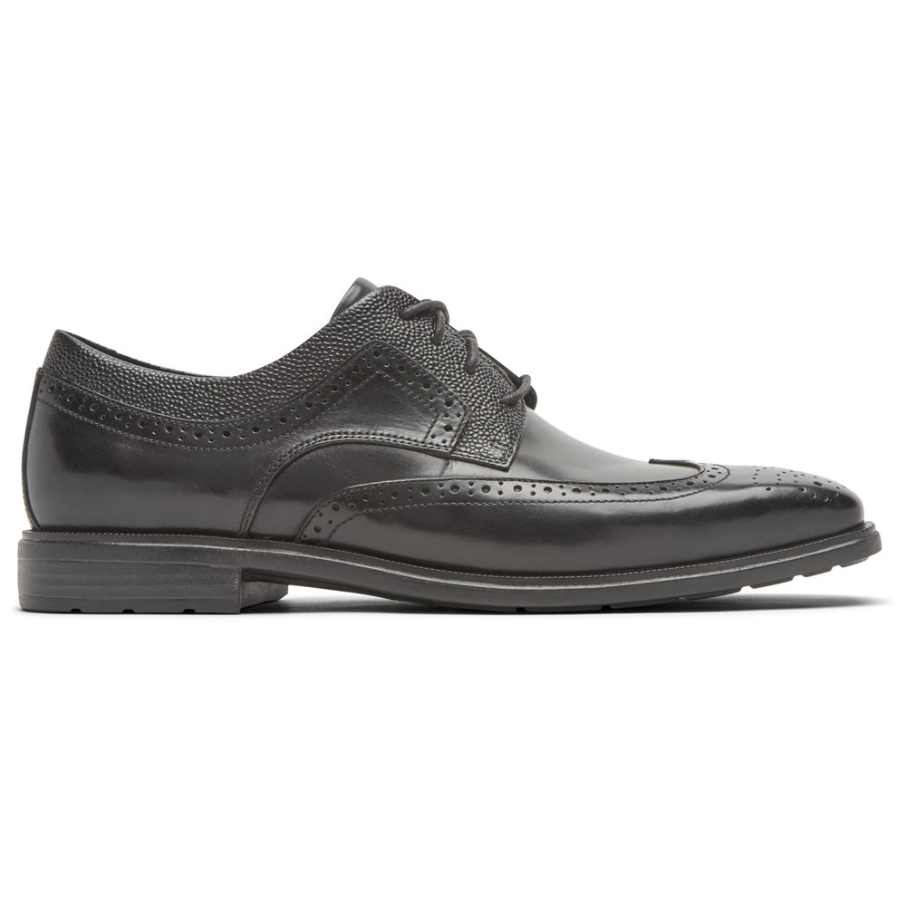 Zapatos Con Cordones Rockport Hombre Mexico - Farrow Wingtip Negros - TRZHM9210